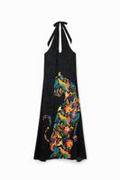 Maxi-jurk halternek tekeningen jungle - BLACK - L Maxi-jurk halternek tekeningen jungle - BLACK - L