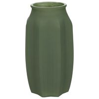 Bellatio Design Bloemenvaas - mat groen - glas - D12 x H22 cm   -