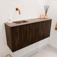 Toiletmeubel Mondiaz Joya Dlux | 90 cm | Meubelkleur Walnut | Faye wastafel Arena Wasbak Links | Zonder kraangat(en)