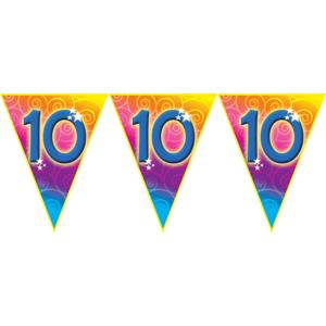 Verjaardag thema 10 jaar geworden - feest vlaggenlijn - 5 meter - Feestartikelen/versiering