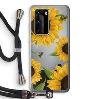 Sunflower and bees: Huawei P40 Pro Transparant Hoesje met koord