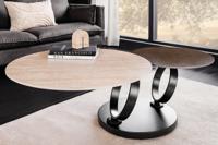Design salontafel DANCING RINGS roest ronde draaibare travertijn keramiek brons frame - 46316