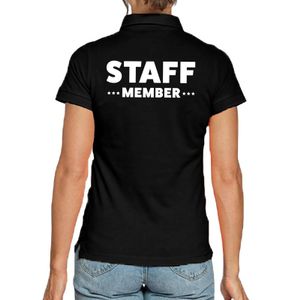 Staff member / personeel tekst polo shirt zwart voor dames