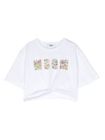 MSGM Kids t-shirt en coton à logo à fleurs - Blanc - thumbnail