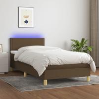 Boxspring met matras en LED stof donkerbruin 80x200 cm