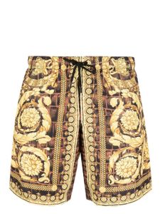 Versace short de bain à imprimé Baroccodile - Marron