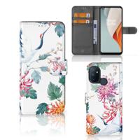 OnePlus Nord N100 | Telefoonhoesje | Met pasjeshouder | Bird Flowers