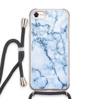 Blauw marmer: iPhone 7 Transparant Hoesje met koord