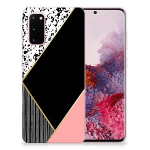 Samsung Galaxy S20 TPU Hoesje Zwart Roze Vormen