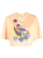 MSGM t-shirt crop à imprimé graphique - Orange