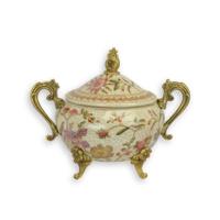 A BRONZE MOUNTED PORCELAIN SUGAR POT A BRONZE MOUNTED PORCELAIN SUGAR POT