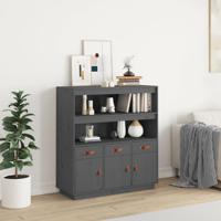 Hoge kast 100x40x108,5 cm massief grenenhout grijs - thumbnail
