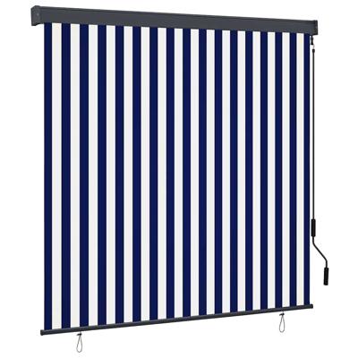 Buiten Rolgordijn Gestreept Blauw en wit 180 x 250 cm Stof