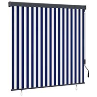 Buiten Rolgordijn Gestreept Blauw en wit 180 x 250 cm Stof