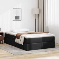 Opbergbed met matras met matras Zwart 120 x 190 cm Nep Leer