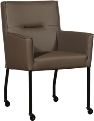 Bruine leren moderne eetkamerstoel Lucky - Toledo Leer Moss (bruin leer)