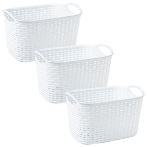 Opbergmand/kastmandje - 3x stuks - 19 liter - ivoor wit - kunststof - 29 x 39 x 25 cm