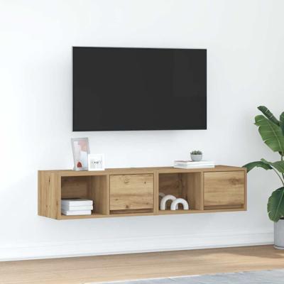 Tv-meubelen 2 st 60x31x25,5 cm bewerkt hout artisanaal eiken