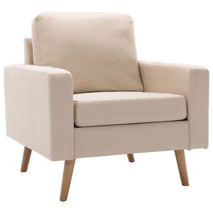 The Living Store Fauteuil Crème - 77x71x80 cm - Stoffen bekleding - Houten frame