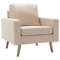 The Living Store Fauteuil Crème - 77x71x80 cm - Stoffen bekleding - Houten frame - thumbnail