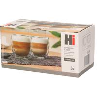 HI Koffieglazen - 6x stuks - dubbelwandig - theeglazen - 250 ml