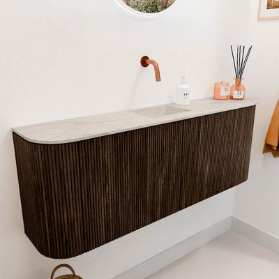 Toiletmeubel Mondiaz Joya Dlux | 113.2 cm | Meubelkleur Walnut | Faye wastafel Ostra Wasbak Midden | Zonder kraangat(en)