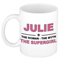Julie cadeau mok - Woman Myth Supergirl - naam koffiemok - 300 ml - collega - moederdag