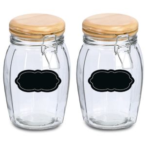 Weckpot/inmaakpot - 4x - 1.2L - glas - met beugelsluiting - incl. etiketten