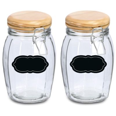 Weckpot/inmaakpot - 4x - 1.2L - glas - met beugelsluiting - incl. etiketten