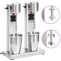 VidaXL Milkshake mixer met dubbele bekers roestvrij staal 2 l