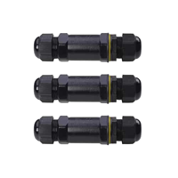 Set 3x kabelverbinder-R 3 polig IP68 waterdicht zwart 10-12mm kabel