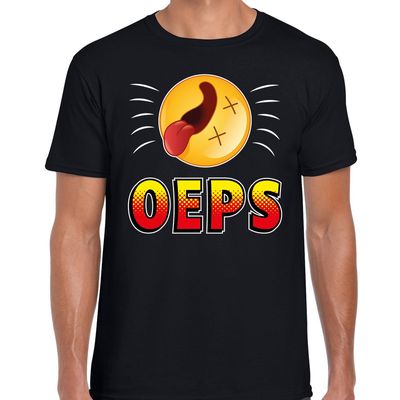 Funny emoticon t-shirt oeps zwart voor heren