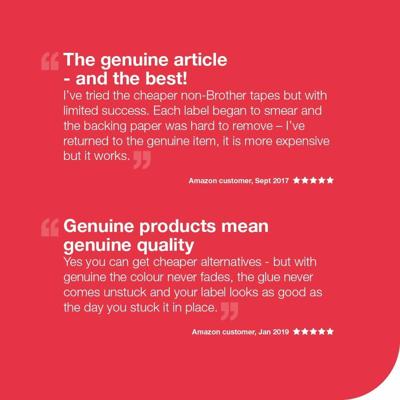 Gelamineerde Tape voor Labelmakers Brother Cinta laminada 18mm Rood/Zwart 18mm
