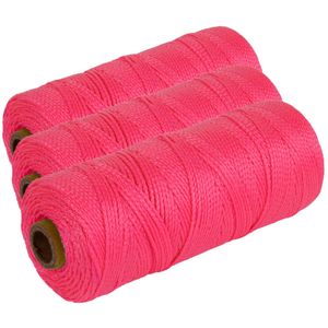 3x Touw/uitzetkoord roze 1,5 mm x 200 m