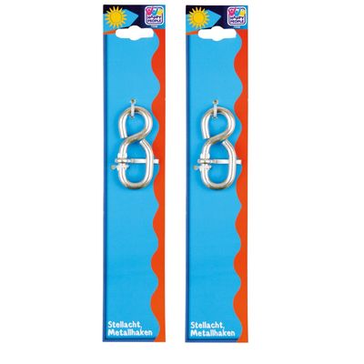 2x Stelhaken / metaalhaken 8 cm voor aanpassen lengte schommeltouw