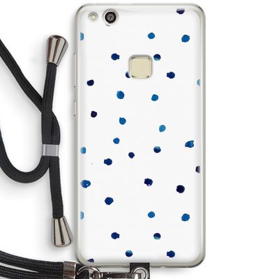Blauwe stippen: Huawei Ascend P10 Lite Transparant Hoesje met koord