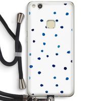 Blauwe stippen: Huawei Ascend P10 Lite Transparant Hoesje met koord