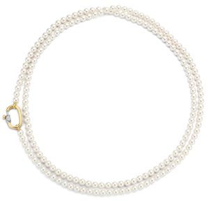 TI SENTO-Milano 3993PW Ketting Parelwitte Kralen zilver-zirconia goudkleurig-wit 5 mm 110 cm