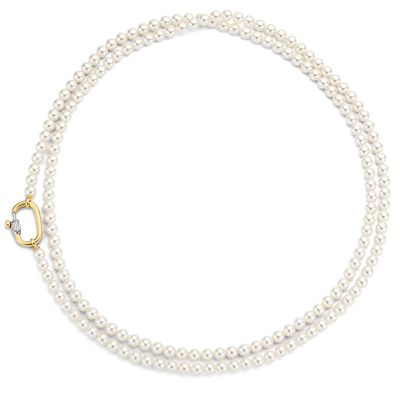 TI SENTO-Milano 3993PW Ketting Parelwitte Kralen zilver-zirconia goudkleurig-wit 5 mm 110 cm