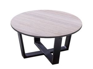 Teeburu coffee table 60x31cm. alu black/travertin - Yoi