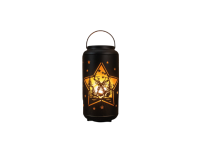 Lantaarn kerst d12h25.5 cm zwrt/goud - Annas collection