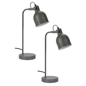 2x stuks tafellampen/bureaulampjes grijs metaal 38 cm - Tafellampen