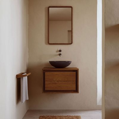 Kave Home Badkamermeubel 'Kenta' Teakhout, kleur Bruin, 60cm (excl. waskom)