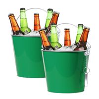 2x stuks ijsemmers/bierkoelers 6L metaal groen