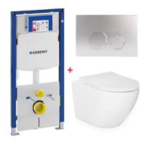 Geberit Sigma UP320 toiletset 36 wandcloset wit mat 49 cm met softclose zitting en drukplaat chroom - thumbnail