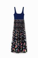 Gecombineerde midi-jurk met bloemen - BLUE - L