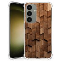 Stevig Telefoonhoesje voor Samsung Galaxy S24 Wooden Cubes Stevig Telefoonhoesje voor Samsung Galaxy S24 Wooden Cubes