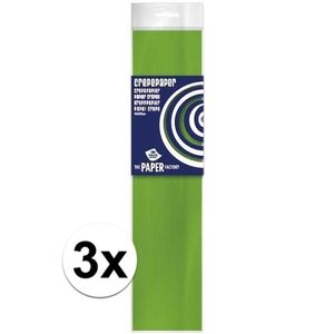 3x Crepe papier plat limegroen 250 x 50 cm knutsel materiaal   -