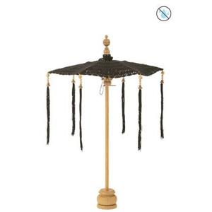 J-Line parasol Kwast + Voet - katoen - hout - zwart - small