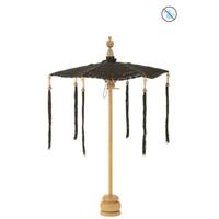 J-Line parasol Kwast + Voet - katoen - hout - zwart - small - thumbnail